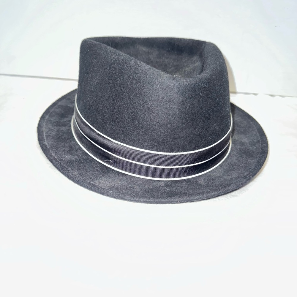 Men’s Steve Harvey Collection Black Fedora Black White Ribbon Dress Hat Size XL